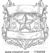 Vector Illustration of Police Military Badge Star Shield Sheriff Crest by AtStockIllustration