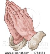 Vector Illustration of Praying Hands in Prayer Comic Book Pop Art by AtStockIllustration