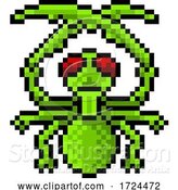 Vector Illustration of Praying Mantis Bug Insect Pixel Art Game Icon by AtStockIllustration
