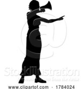 Vector Illustration of Protest Rally March Megaphone Silhouette Person by AtStockIllustration