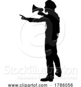 Vector Illustration of Protest Rally March Megaphone Silhouette Person by AtStockIllustration