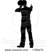 Vector Illustration of Protest Rally March Megaphone Silhouette Person by AtStockIllustration