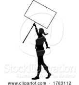 Vector Illustration of Protest Rally March Picket Sign Silhouette Person by AtStockIllustration