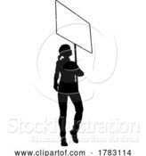 Vector Illustration of Protest Rally March Picket Sign Silhouette Person by AtStockIllustration