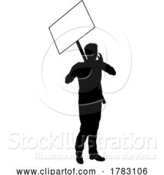 Vector Illustration of Protest Rally March Picket Sign Silhouette Person by AtStockIllustration