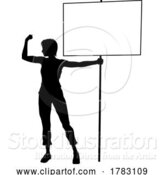 Vector Illustration of Protest Rally March Picket Sign Silhouette Person by AtStockIllustration