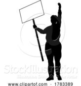 Vector Illustration of Protest Rally March Picket Sign Silhouette Person by AtStockIllustration