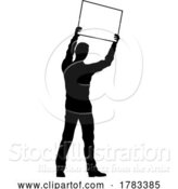 Vector Illustration of Protest Rally March Picket Sign Silhouette Person by AtStockIllustration