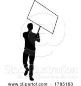 Vector Illustration of Protest Rally March Picket Sign Silhouette Person by AtStockIllustration