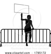 Vector Illustration of Protest Rally March Picket Sign Silhouette Person by AtStockIllustration