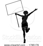 Vector Illustration of Protest Rally March Picket Sign Silhouette Person by AtStockIllustration