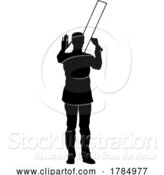 Vector Illustration of Protest Rally March Picket Sign Silhouette Person by AtStockIllustration