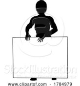 Vector Illustration of Protest Rally March Picket Sign Silhouette Person by AtStockIllustration