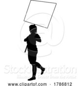 Vector Illustration of Protest Rally March Picket Sign Silhouette Person by AtStockIllustration