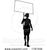 Vector Illustration of Protest Rally March Picket Sign Silhouette Person by AtStockIllustration