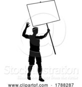 Vector Illustration of Protest Rally March Picket Sign Silhouette Person by AtStockIllustration