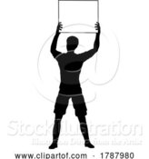 Vector Illustration of Protest Rally March Picket Sign Silhouette Person by AtStockIllustration