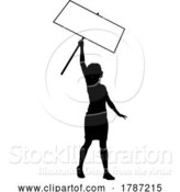 Vector Illustration of Protest Rally March Picket Sign Silhouette Person by AtStockIllustration