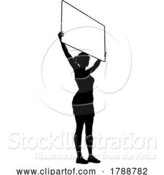 Vector Illustration of Protest Rally March Picket Sign Silhouette Person by AtStockIllustration