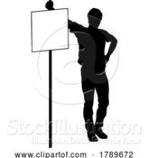 Vector Illustration of Protest Rally March Picket Sign Silhouette Person by AtStockIllustration