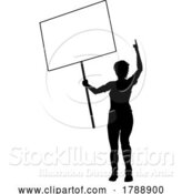 Vector Illustration of Protest Rally March Picket Sign Silhouette Person by AtStockIllustration