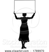 Vector Illustration of Protest Rally March Picket Sign Silhouette Person by AtStockIllustration