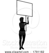 Vector Illustration of Protest Rally March Picket Sign Silhouette Person by AtStockIllustration