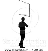 Vector Illustration of Protest Rally March Picket Sign Silhouette Person by AtStockIllustration