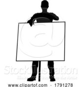 Vector Illustration of Protest Rally March Picket Sign Silhouette Person by AtStockIllustration