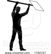 Vector Illustration of Protest Rally March Picket Sign Silhouette Person by AtStockIllustration