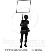 Vector Illustration of Protest Rally March Picket Sign Silhouette Person by AtStockIllustration