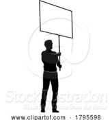 Vector Illustration of Protest Rally March Picket Sign Silhouette Person by AtStockIllustration