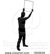 Vector Illustration of Protest Rally March Picket Sign Silhouette Person by AtStockIllustration