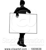 Vector Illustration of Protest Rally March Picket Sign Silhouette Person by AtStockIllustration