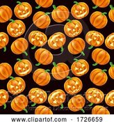 Vector Illustration of Pumpkin Pattern Halloween Seamless Background by AtStockIllustration