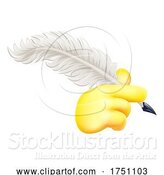 Vector Illustration of Quill Feather Ink Pen Hand Emoji Icon by AtStockIllustration