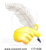 Vector Illustration of Quill Feather Ink Pen Hand Emoji Icon by AtStockIllustration