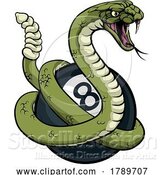 Vector Illustration of Rattlesnake Snake Pool 8 Ball Billiards Mascot by AtStockIllustration