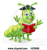 Vector Illustration of Reading Book Worm Caterpillar by AtStockIllustration