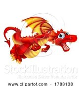 Vector Illustration of Red Dragon Flying Fantasy Mascot by AtStockIllustration