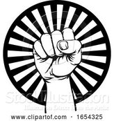 Vector Illustration of Retro Revolution Hand Fist Raised Air Propaganda by AtStockIllustration