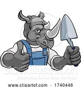 Vector Illustration of Rhino Bricklayer Builder Holding Trowel Tool by AtStockIllustration