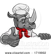 Vector Illustration of Rhino Chef Mascot Sign Character by AtStockIllustration