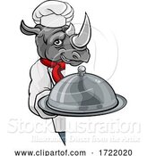 Vector Illustration of Rhino Chef Mascot Sign Character by AtStockIllustration