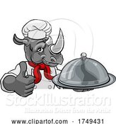 Vector Illustration of Rhino Chef Mascot Sign Character by AtStockIllustration