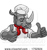 Vector Illustration of Rhino Chef Mascot Sign Character by AtStockIllustration