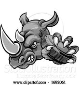 Vector Illustration of Rhino Ice Hockey Player Animal Sports Mascot by AtStockIllustration