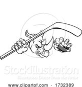 Vector Illustration of Rhino Ice Hockey Player Animal Sports Mascot by AtStockIllustration