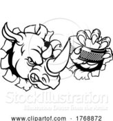 Vector Illustration of Rhino Ice Hockey Player Animal Sports Mascot by AtStockIllustration