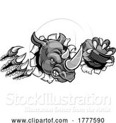 Vector Illustration of Rhino Ice Hockey Player Animal Sports Mascot by AtStockIllustration